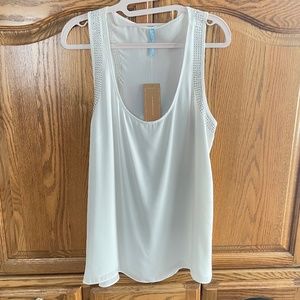 Womens White or Ivory Flowy Tank Top with Sparkle